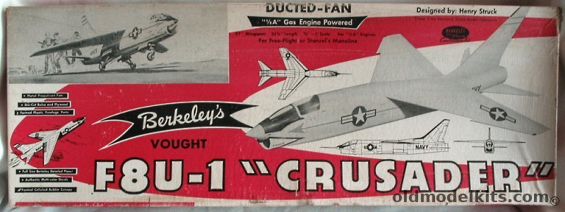 Berkeley 1/16 Vought F8U-1 Crusader Ducted Fan Flying Model Airplane Kit - (F8U1), 4-17 plastic model kit